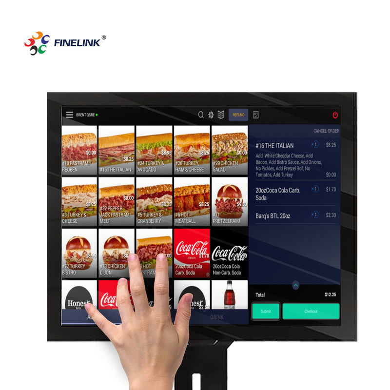 Painel de toque PCAP capacitivo de 17 polegadas para terminal bancário USB/I2C/interface de porta serial