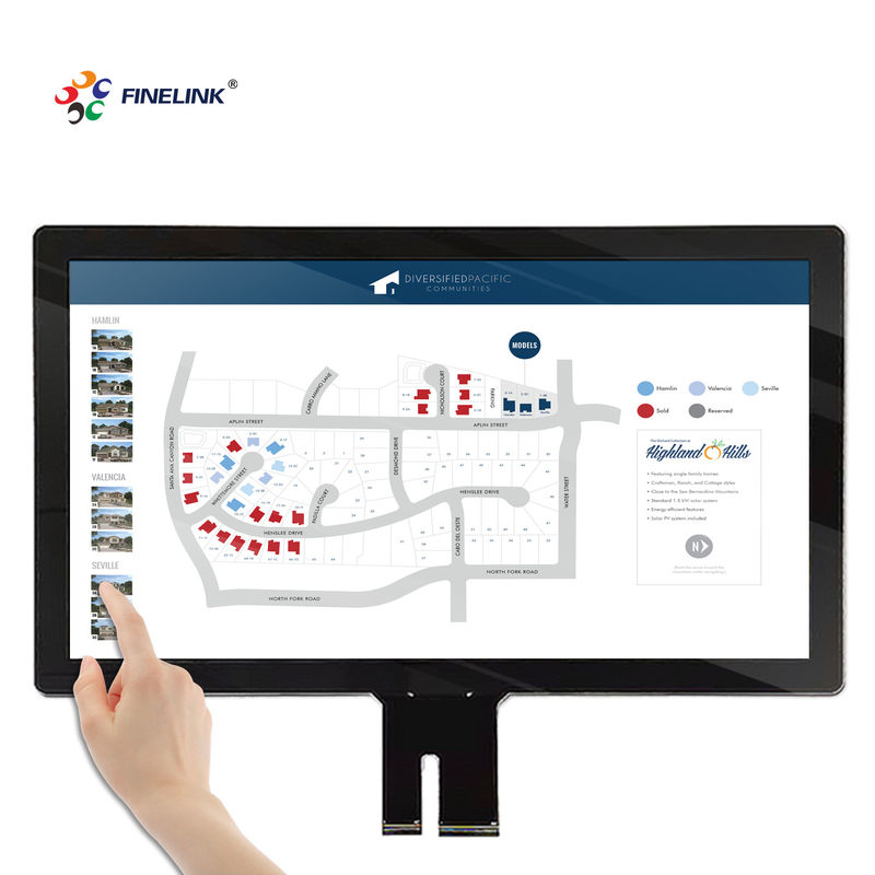 18.5 polegadas USB Projected Capacitive Touch Screen Panel para Estrutura de IC FPC de vidro