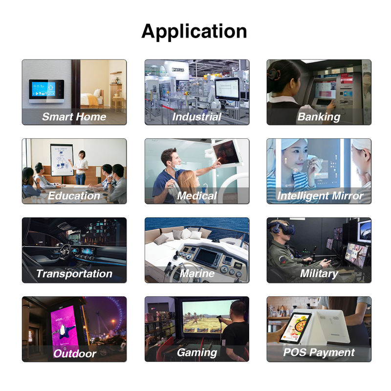 Painel de toque de vidro Pcap de 10,4 polegadas personalizável para interface IIC/USB à prova d'água do monitor