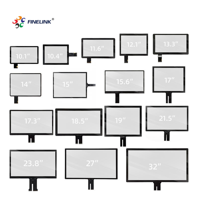 Painel de toque PCAP à prova d'água IP65 de tamanho personalizado com 10 pontos de toque USB/RS232/IIC